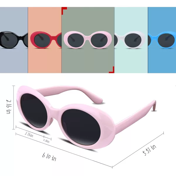 FEISEDY Sunglasses White Oval Clout Goggles for Women Men Retro Round Trendy Rimmed Clueless Costume Frame B2253Pink