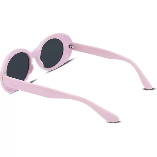 FEISEDY Sunglasses White Oval Clout Goggles for Women Men Retro Round Trendy Rimmed Clueless Costume Frame B2253Pink