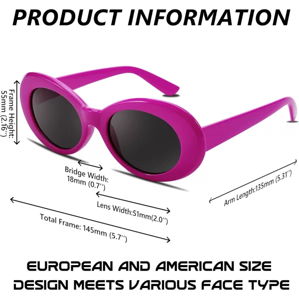 FEISEDY Sunglasses White Oval Clout Goggles for Women Men Retro Round Trendy Rimmed Clueless Costume Frame B2253Rose Red