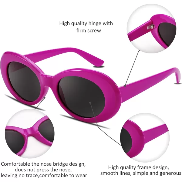 FEISEDY Sunglasses White Oval Clout Goggles for Women Men Retro Round Trendy Rimmed Clueless Costume Frame B2253Rose Red