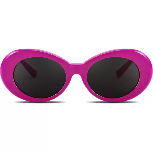 FEISEDY Sunglasses White Oval Clout Goggles for Women Men Retro Round Trendy Rimmed Clueless Costume Frame B2253Rose Red