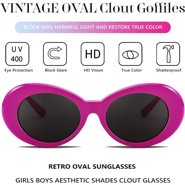FEISEDY Sunglasses White Oval Clout Goggles for Women Men Retro Round Trendy Rimmed Clueless Costume Frame B2253Rose Red