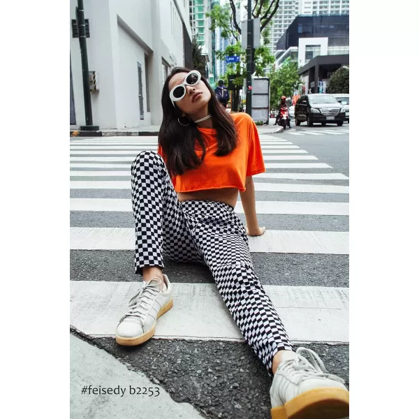 FEISEDY Sunglasses White Oval Clout Goggles for Women Men Retro Round Trendy Rimmed Clueless Costume Frame B2253White  Black