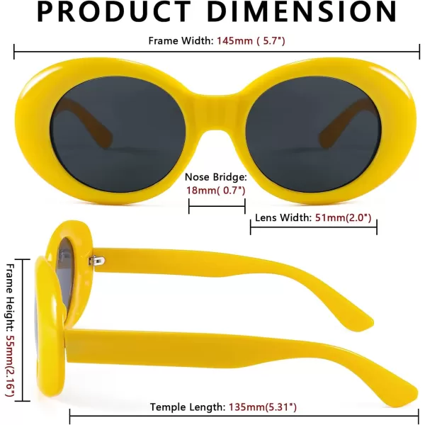 FEISEDY Sunglasses White Oval Clout Goggles for Women Men Retro Round Trendy Rimmed Clueless Costume Frame B2253Yellow