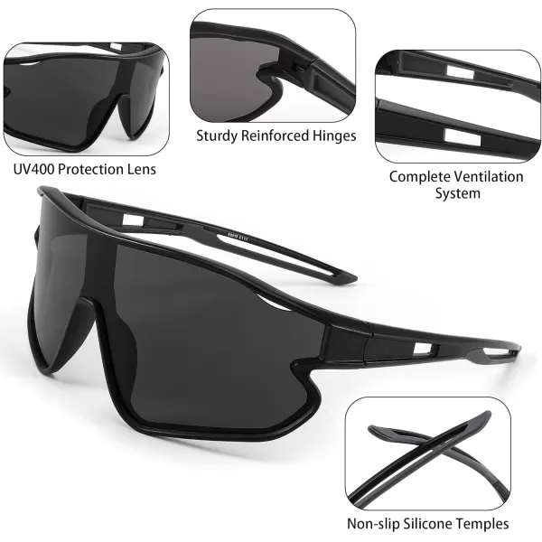 FEISEDY Unisex Youth Sunglasses Teens Baseball Tennis Sunglasses UV400 Sports Boys Girls Cycling Shades B4064Black
