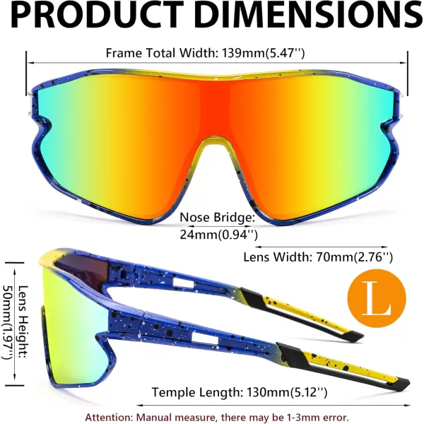 FEISEDY Unisex Youth Sunglasses Teens Baseball Tennis Sunglasses UV400 Sports Boys Girls Cycling Shades B4064Blue Yellow FrameRed Mirror