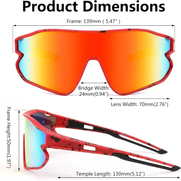 FEISEDY Unisex Youth Sunglasses Teens Baseball Tennis Sunglasses UV400 Sports Boys Girls Cycling Shades B4064Red Black FrameRed Mirror
