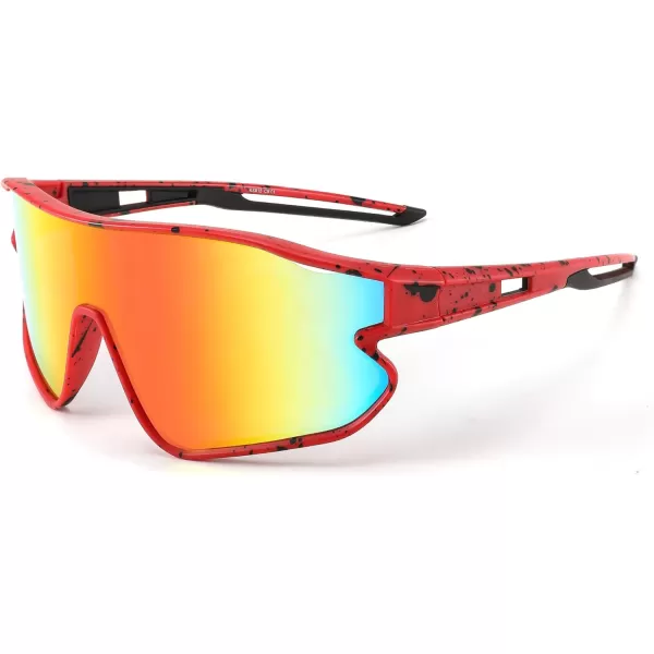 FEISEDY Unisex Youth Sunglasses Teens Baseball Tennis Sunglasses UV400 Sports Boys Girls Cycling Shades B4064Red Black FrameRed Mirror