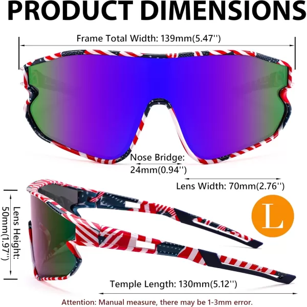 FEISEDY Unisex Youth Sunglasses Teens Baseball Tennis Sunglasses UV400 Sports Boys Girls Cycling Shades B4064Starsstripes StyleBlue Lens