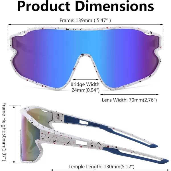 FEISEDY Unisex Youth Sunglasses Teens Baseball Tennis Sunglasses UV400 Sports Boys Girls Cycling Shades B4064White Black FrameBlue Mirror