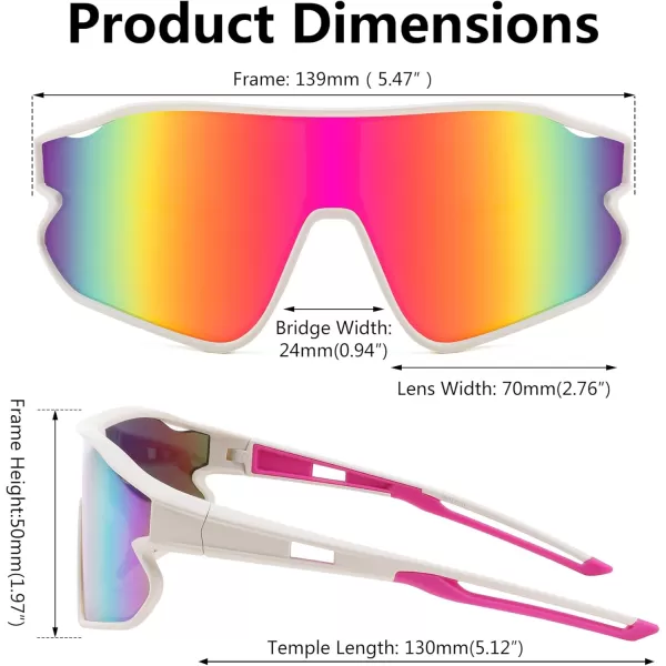 FEISEDY Unisex Youth Sunglasses Teens Baseball Tennis Sunglasses UV400 Sports Boys Girls Cycling Shades B4064White FramePurple Gold Mirror