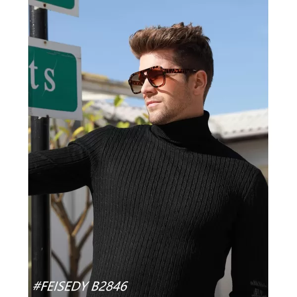 FEISEDY Vintage Aviator Sunglasses Double Bridge Women Men Large Square Thick Frame Trendy Eyewear UV400 B2846Leopard Frame  Tea Lens