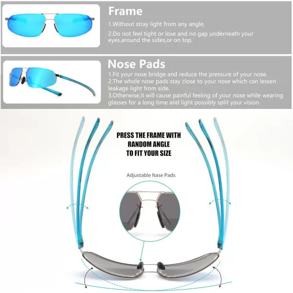 FEISEDY Vintage Sunglasses Men Polarized Aviator Metal Frame Lightweight Driving Fishing Running B0057Polarized Blue Mercury Film Silver Frame 03