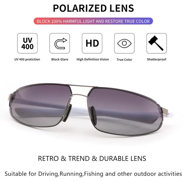 FEISEDY Vintage Sunglasses Men Polarized Aviator Metal Frame Lightweight Driving Fishing Running B0057Polarized Gradient Gray Lens Gunmetal Frame 04