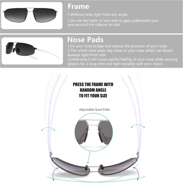 FEISEDY Vintage Sunglasses Men Polarized Aviator Metal Frame Lightweight Driving Fishing Running B0057Polarized Gradient Gray Lens Gunmetal Frame 04