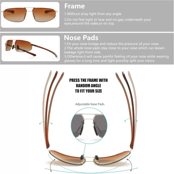 FEISEDY Vintage Sunglasses Men Polarized Aviator Metal Frame Lightweight Driving Fishing Running B0057Polarized Gradient Tea Lens Gold Frame 05