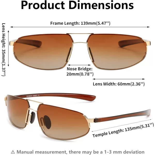FEISEDY Vintage Sunglasses Men Polarized Aviator Metal Frame Lightweight Driving Fishing Running B0057Polarized Gradient Tea Lens Gold Frame 05