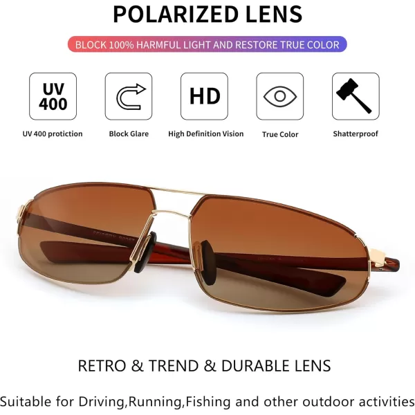 FEISEDY Vintage Sunglasses Men Polarized Aviator Metal Frame Lightweight Driving Fishing Running B0057Polarized Gradient Tea Lens Gold Frame 05