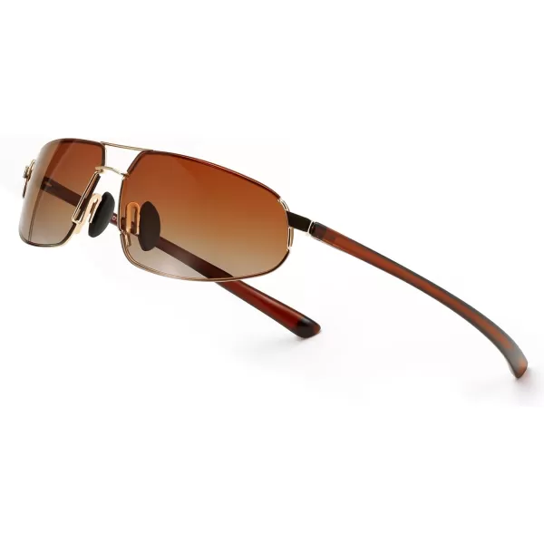 FEISEDY Vintage Sunglasses Men Polarized Aviator Metal Frame Lightweight Driving Fishing Running B0057Polarized Gradient Tea Lens Gold Frame 05