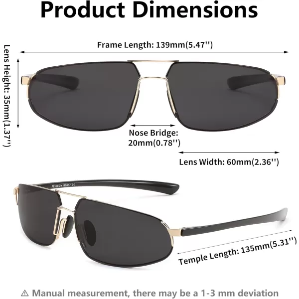 FEISEDY Vintage Sunglasses Men Polarized Aviator Metal Frame Lightweight Driving Fishing Running B0057Polarized Gray Lens Gold Frame 01