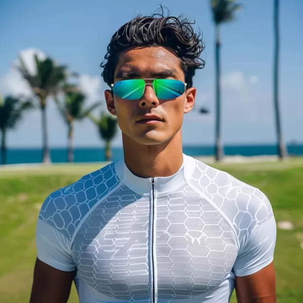 FEISEDY Vintage Sunglasses Men Polarized Aviator Metal Frame Lightweight Driving Fishing Running B0057Polarized Green Lens Gold Frame 02