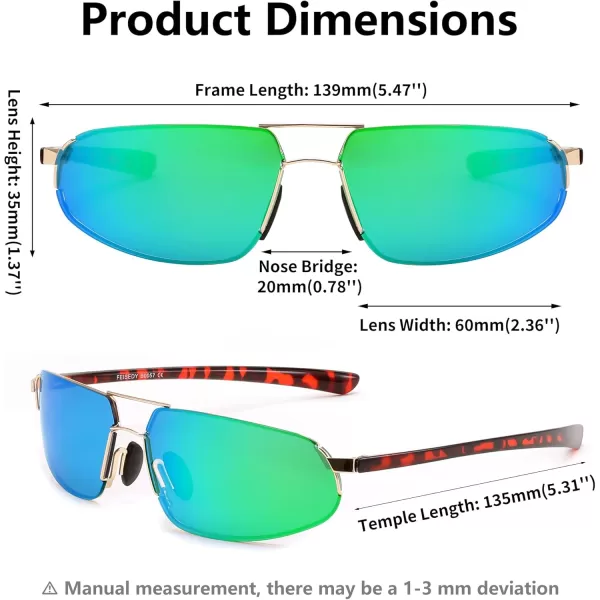 FEISEDY Vintage Sunglasses Men Polarized Aviator Metal Frame Lightweight Driving Fishing Running B0057Polarized Green Lens Gold Frame 02