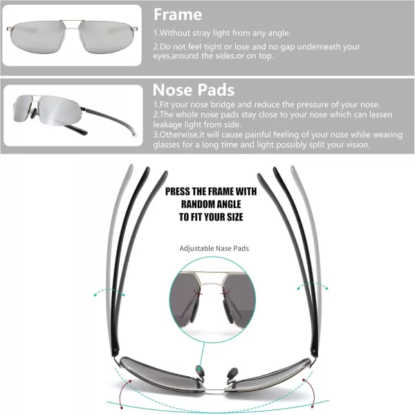 FEISEDY Vintage Sunglasses Men Polarized Aviator Metal Frame Lightweight Driving Fishing Running B0057Polarized Silver Lenses Silver Frame 06