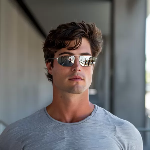FEISEDY Vintage Sunglasses Men Polarized Aviator Metal Frame Lightweight Driving Fishing Running B0057Polarized Silver Lenses Silver Frame 06