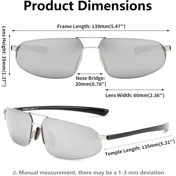 FEISEDY Vintage Sunglasses Men Polarized Aviator Metal Frame Lightweight Driving Fishing Running B0057Polarized Silver Lenses Silver Frame 06