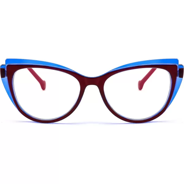 FEISEDY Women Cateye Blue Light Blocking Glasses Fake Nerd Clear Computer Eyewear TR Fashion Frame B0040Bluered