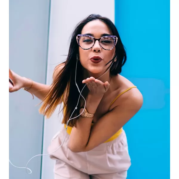 FEISEDY Women Cateye Blue Light Blocking Glasses Fake Nerd Clear Computer Eyewear TR Fashion Frame B0040Purplepink Leopard