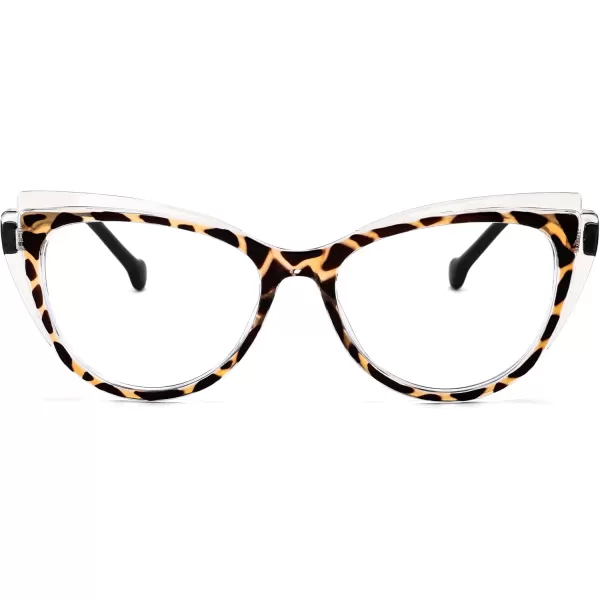 FEISEDY Women Cateye Blue Light Blocking Glasses Fake Nerd Clear Computer Eyewear TR Fashion Frame B0040Transparentleopard