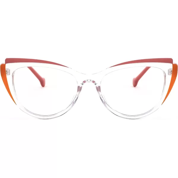 FEISEDY Women Cateye Blue Light Blocking Glasses Fake Nerd Clear Computer Eyewear TR Fashion Frame B0040Transparentorange
