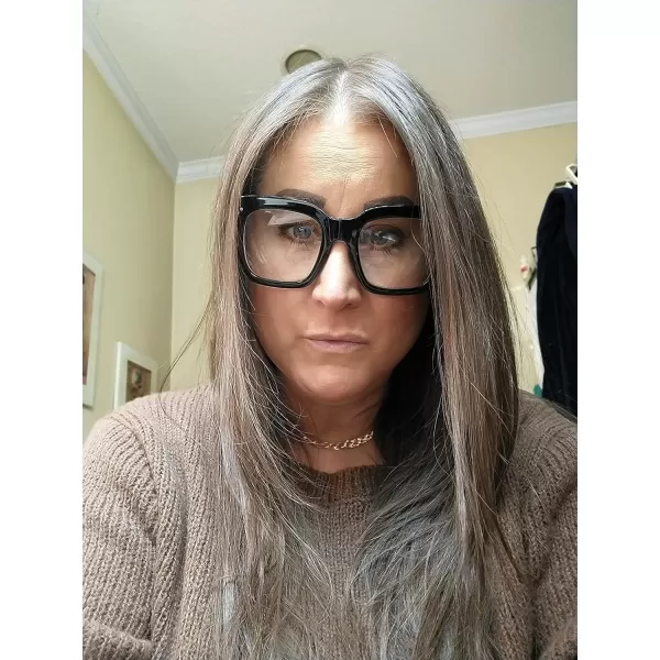 FEISEDY Women Men Blue Light Blocking Glasses Frame Oversized Designer Luxury Square Eyewear B2695FFBright Black Frame