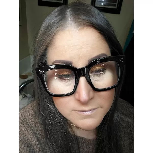 FEISEDY Women Men Blue Light Blocking Glasses Frame Oversized Designer Luxury Square Eyewear B2695FFBright Black Frame