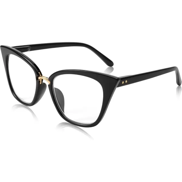 FEISEDY Women Oversized Cat Eye Reading Glasses Fashion Frame Readers B4072Black