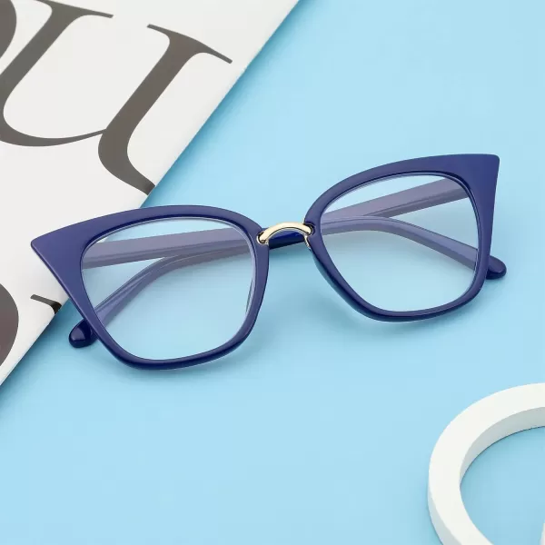 FEISEDY Women Oversized Cat Eye Reading Glasses Fashion Frame Readers B4072Blue