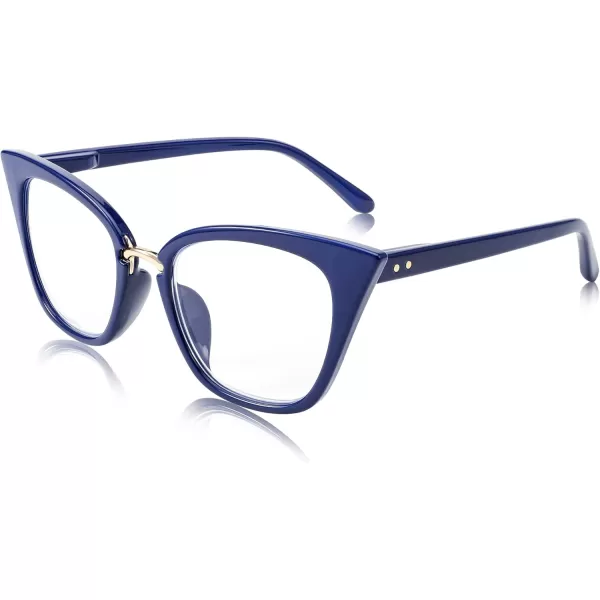 FEISEDY Women Oversized Cat Eye Reading Glasses Fashion Frame Readers B4072Blue