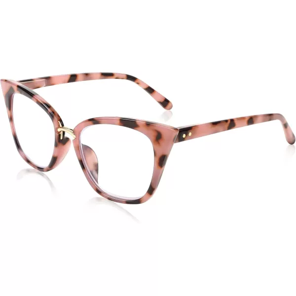 FEISEDY Women Oversized Cat Eye Reading Glasses Fashion Frame Readers B4072Pink Leopard
