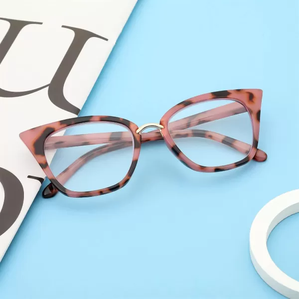 FEISEDY Women Oversized Cat Eye Reading Glasses Fashion Frame Readers B4072Pink Leopard