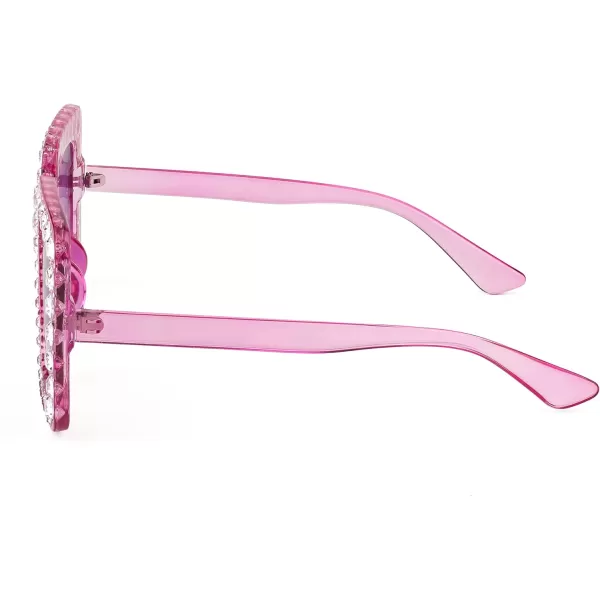FEISEDY Women Sparkling Crystal Sunglasses Oversized Square Thick Frame B2283Gradient Purple  Pink