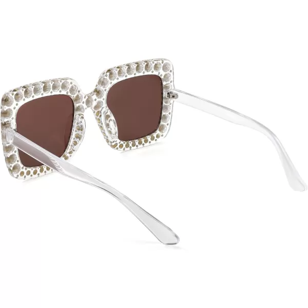 FEISEDY Women Sparkling Crystal Sunglasses Oversized Square Thick Frame B2283Mirrored Blue