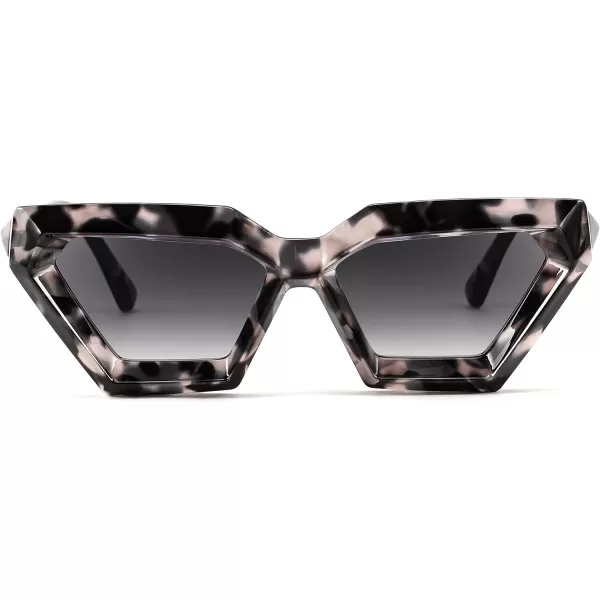 FEISEDY Women Sunglasses Cateye Square Vintage Glasses for Men Thick Frame Polygon Sunnies B4079Leopard FrameGradient Grey Lens