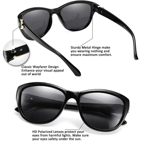FEISEDY Women Vintage Polarized Sunglasses Lady Elegant Cateye Sun Glasses B2476Black