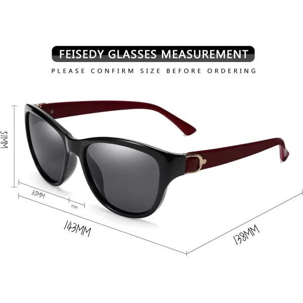 FEISEDY Women Vintage Polarized Sunglasses Lady Elegant Cateye Sun Glasses B2476Blacktea