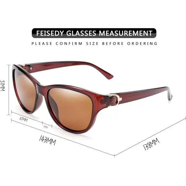 FEISEDY Women Vintage Polarized Sunglasses Lady Elegant Cateye Sun Glasses B2476Brown