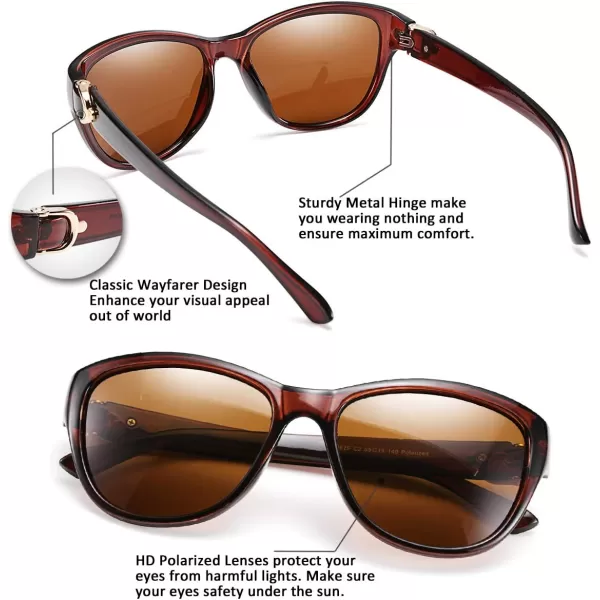 FEISEDY Women Vintage Polarized Sunglasses Lady Elegant Cateye Sun Glasses B2476Brown