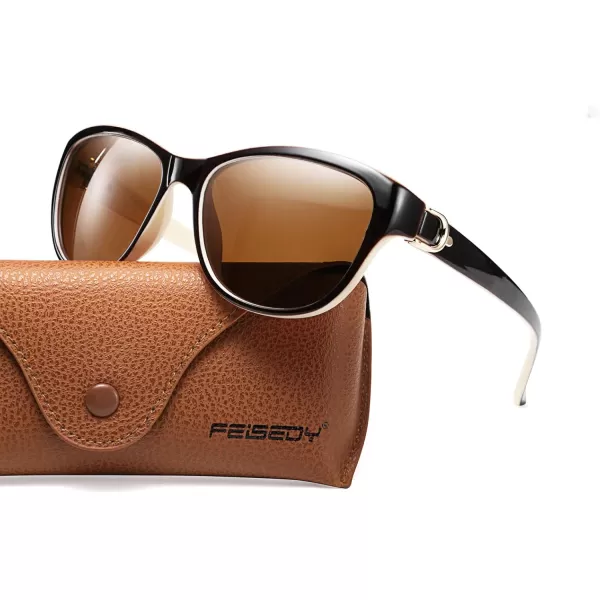 FEISEDY Women Vintage Polarized Sunglasses Lady Elegant Cateye Sun Glasses B2476Darkivory