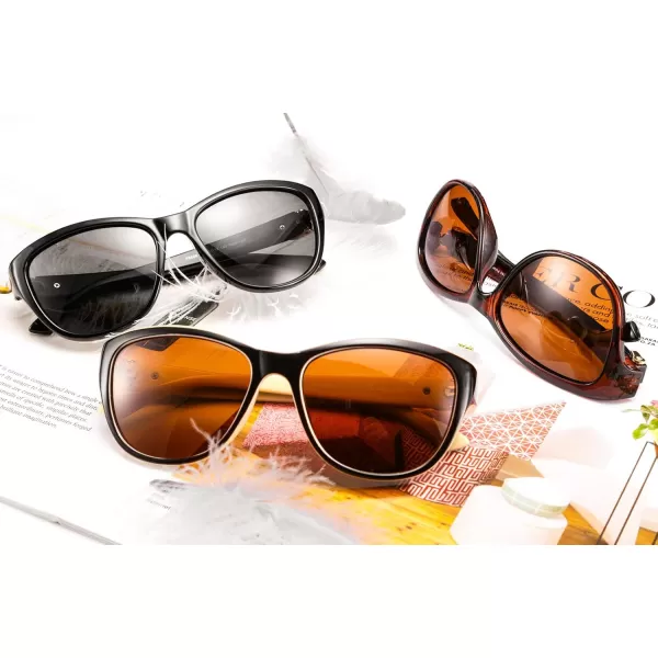 FEISEDY Women Vintage Polarized Sunglasses Lady Elegant Cateye Sun Glasses B2476Darkivory