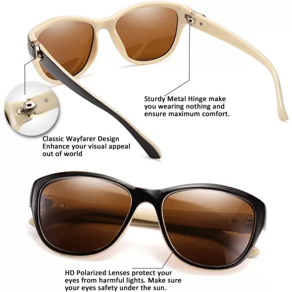 FEISEDY Women Vintage Polarized Sunglasses Lady Elegant Cateye Sun Glasses B2476Darkivory